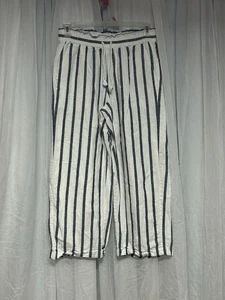 J. Crew Womens Blue & White High Rise Drawstring Striped Pant Sz 8 Beach Resort - Picture 1 of 8