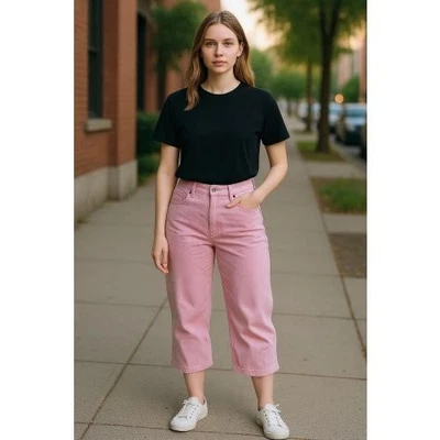 * RALPH LAUREN Pink Capri Length Jeans Ladies Size 8 - Image 1 of 4