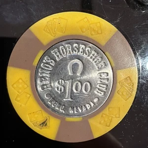 Casino Chip $1.00 Reno's Horseshoe Club Reno Nevada - Foto 1 di 2