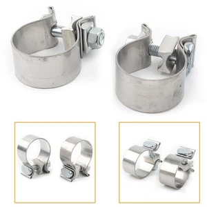 2X Motorcycle 1.75 inch 1.75'' Exhaust Clamp Fit Harley Stainless Steel Chrome - Picture 1 of 11