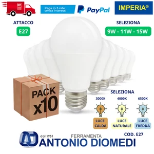10 LAMPADINE LED Bulbo E27 da 9W a 15W Lampade Luce Calda Naturale Fredda - Foto 1 di 7