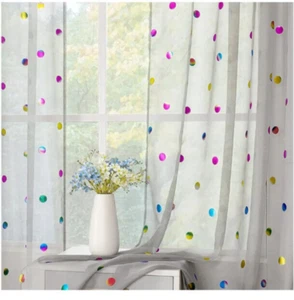 Urban Lotus Tende Trasparenti Grigio a Pois 54" Tasca Asta Lunga - Foto 1 di 3
