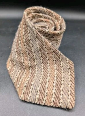 Vintage Dolce & Gabbana Soft Wool Woven  Striped Tie, Brown - Image 1 of 4