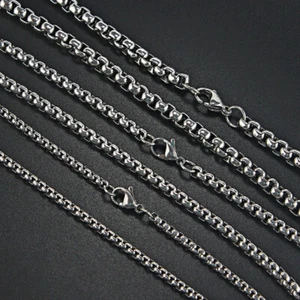 Fashion Men's Stainless Steel Rolo Link-Opened Chain Necklace 3/4/5mm Jewelry - Picture 1 of 10