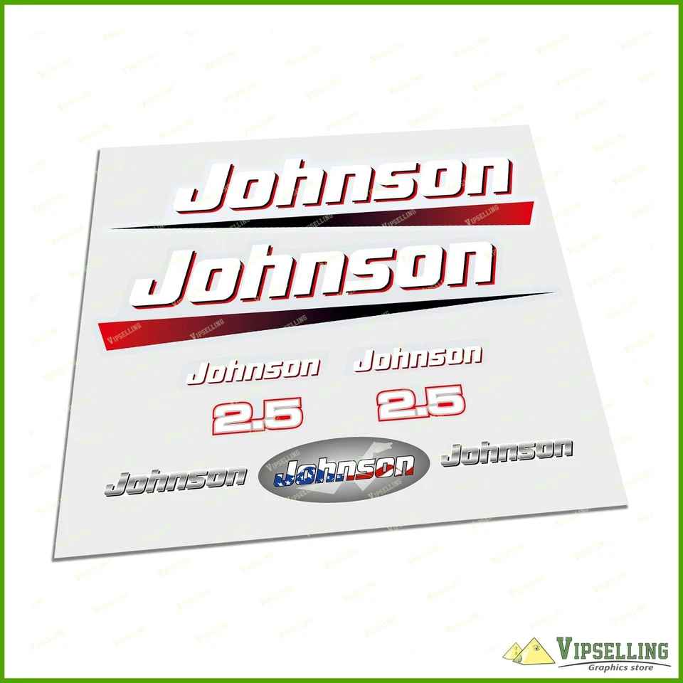 JOHNSON 2.5 HP Motor Boat Sea Horse Power Restoration Laminated Decals Stickers - Image 1 of 1