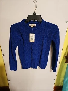 NWT Girls S(7/8) Pink Republic Knit Pullover Cobalt Blue Sweater Crewneck - Picture 1 of 10