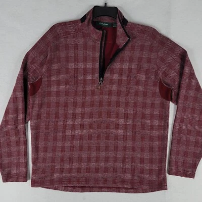 Suéter de golfe Bobby Jones pulôver masculino grande vermelho branco xadrez 1/4 qtr zíper casual  - Imagem 1 de 4