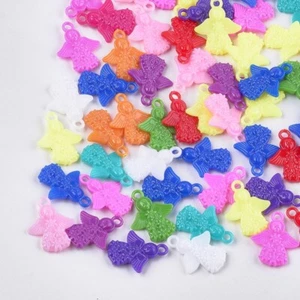 20 Angel Charms Kids Crafts Plastic Acrylic Mixed Color 32x25mm USA Seller 1471 - Picture 1 of 2