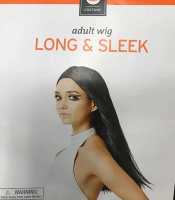 Women’s Adult Black Wig Long & Sleek Halloween Costume dress up Photo Booth Prop - Image 1 of 4