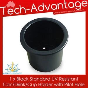 1 X STANDARD SIZE RECESSED BLACK DRINK/CUP/CAN/STUBBIE HOLDER MARINE BOAT YACHT - Foto 1 di 4