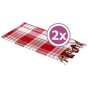 Set of 2 Plague Plaid Red Lens Cloth Hamamam Cloth Sauna Cloth Classic Beach Cloth - Picture 1 of 7