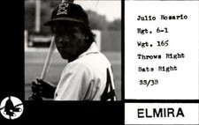 1987 Elmira Pioneers (Black) Cain #8 Julio Rosario - NM Baseball Card