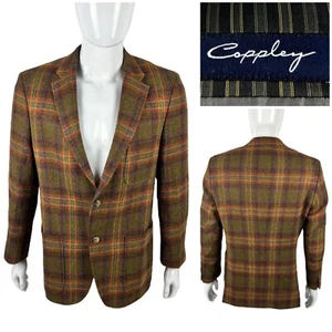 Coppley Mens 40 R Sport Coat Blazer Plaid Green Multicolor Mohair Cashmere EUC - Picture 1 of 17