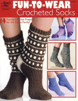 NEW ANNIES ATTIC FUN TO WEAR CROCHETED SOCKS 14 DESIGNS OOP - Image 1 of 2