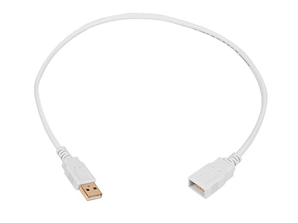 1.5 FT USB 2.0 A Male to A Female Extension 28/24AWG Cable  WHITE  8604 - Image 1 of 1