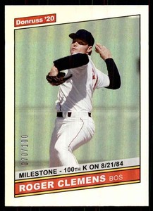 2020 Donruss Milestone Stat Line Roger Clemens Retro/100 70/100 #220