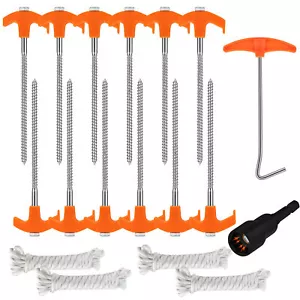 18Pcs Tent Pegs Heavy Duty Screw Steel In Ground Camping Outdoor Stakes Nails - Picture 1 of 10
