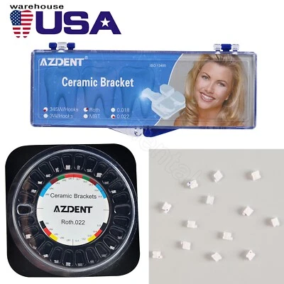 AZDENT Ortodoncia Dental Cerámica Brackets Roth Slot.022 Ganchos 3-4-5 Foto 1 de 4