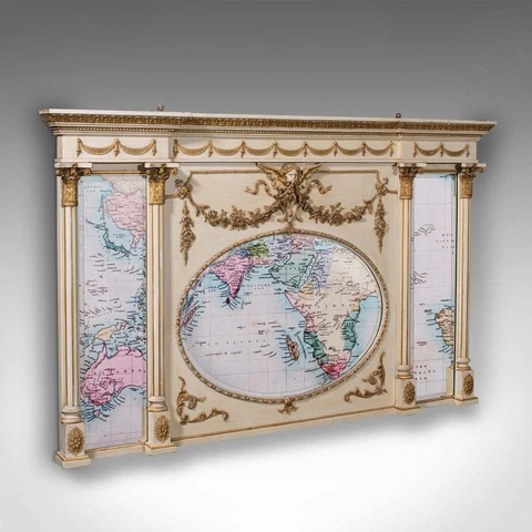 Large Antique Overmantle Mirror, Italian, 3 Panel, Triptych, Victorian, C.1900 Cover