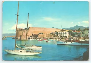 Postcard Kyrenia Castle View from the Sea Boats in Harbor Cyprus - Picture 1 of 2