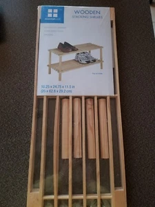 Essential Home ~ Wooden Stacking Shelves ~ Wood Frame ~ Stackable - Picture 1 of 6