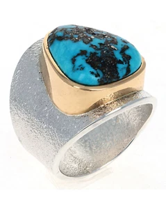 Anillo Morenci natural de alta calidad del artista navajo Darryl Dean Begay - Imagen 1 de 6