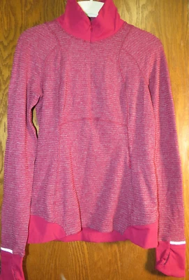 Lululemon 6 Runderful На Половину Молнии Ягода Бордо Драма Мини Чек Пике Красный Б/У в отличном состоянии! - Изображение 1 из 4