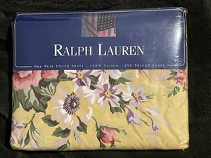 Ralph Lauren Brooke Floral Yellow Twin Fitted Sheet New in Package - Picture 1 of 3