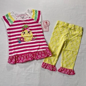 Nannette Girl’s Boutique Pineapple Sleeveless & Ruffle Pants Outfit Sz 4T NWT - Picture 1 of 10
