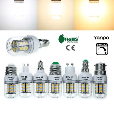 Dimmable E27 E14 GU10 7W 27 LED Corn Bulb Light 5730 SMD Lamp 220V 12V 24V RL181 - Image 1 of 4
