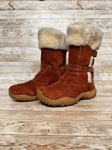 Salomon Lhasa Brown Suede Fau Fur Buckle Pull-On Winter Boots Women's 8 US - Picture 1 of 11
