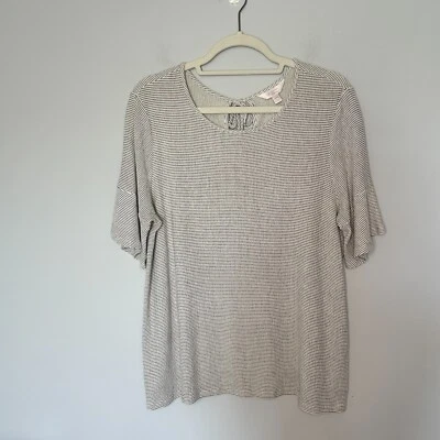 Pulôver Lauren Conrad listrado feminino XXL manga flutter texturizado clássico - Imagem 1 de 4