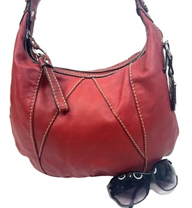 ~ TIGNANELLO Hobo Bucket Schultertasche rot genarbtes Leder - Bild 1 von 11