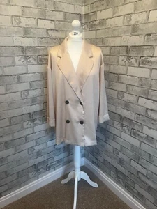 Zara Blazer Jacket Women’s Medium Cream Long Sleeve Notch Lapel Double Breasted - Picture 1 of 4
