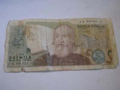 ITALY 2000 Lire Note 1976 Pick # 103b Galileo Galilei, Arcetri Observatory - Image 1 of 4