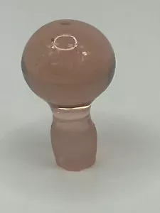 Vintage Glass Bottle Stopper Rose Pink Round Antique MCM Perfume Medicine Top - Picture 1 of 18