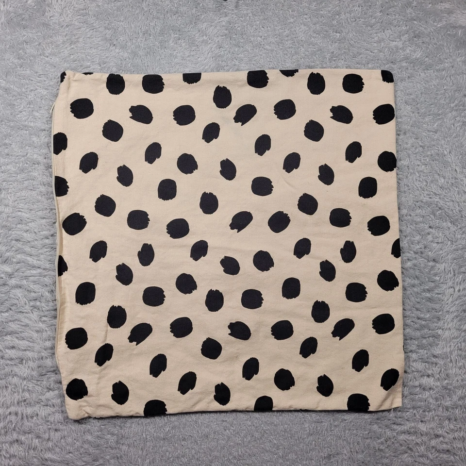 Ikea ODDNY Pillow Cushion Cover Zip Light Beige Dot Pattern Black, 20x20 - Image 1 of 4