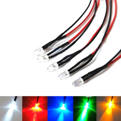 5mm LEDs mit 20cm Kabel Leuchtdioden Dioden 3V 6V 12V 24V 36V 48V 110V 220V 380V - Image 1 of 4