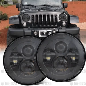 Newest Pair 7" Round LED Headlights Hi/Lo Beam H4 For Jeep Wrangler JK TJ CJ LJ - Bild 1 von 12