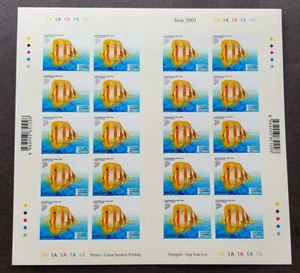 Singapore Definitive Tropical Marine Fish 2001 Life (sheetlet) MNH *adhesive - Picture 1 of 5