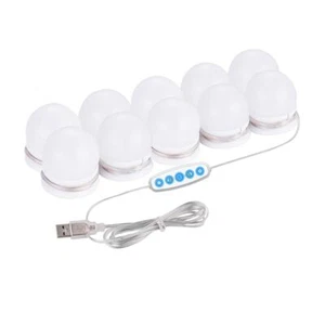 LED Vanity Lights For Mirror, Hollywood Style Vanity Lights W/ 10 Dimmable Bulbs - Picture 1 of 8