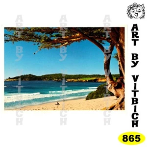 Vintage card Carmel Beach By-The-Sea California, A4 print, Art by Vitbich - Picture 1 of 1