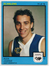 1982 AFL WAFL SCANLENS FOOTBALL CARD - 75 Ken JUDGE (EAST FREMANTLE) MINT/ NM