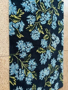Area Rug Wool Tufted Blue Carpet Hand Floral Handmade 5x8 ft Living Modern Room - Picture 1 of 4