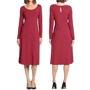 Maglietta Eileen Fisher buco della serratura posteriore abito a maniche lunghe bordeaux Petite X-Small - Foto 1 di 3