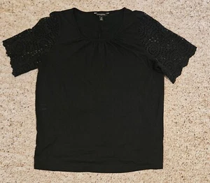 Banana Republic Black Short Sleeve BoHo Blouse M - Picture 1 of 7
