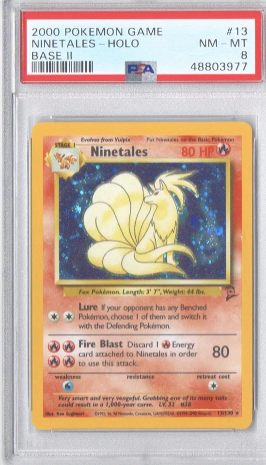 ***PSA 8 NEAR MINT*** NINETALES 2000 POKEMON BASE SET II #13 HOLO WOTC - Image 1 of 1