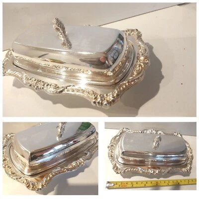 Plato de mantequilla inteligente plateado calidad vintage inglés sin usar completo  Foto 1 de 4