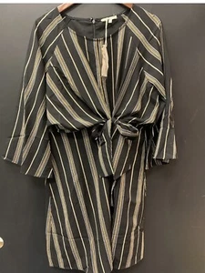 Mystree Striped Dress Black Yellow Size Medium BNWT - Picture 1 of 9