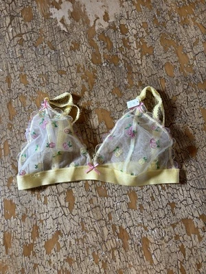 Victoria's Secret Pink Bralette Mellow Yellow Floral Lace - Image 1 of 2